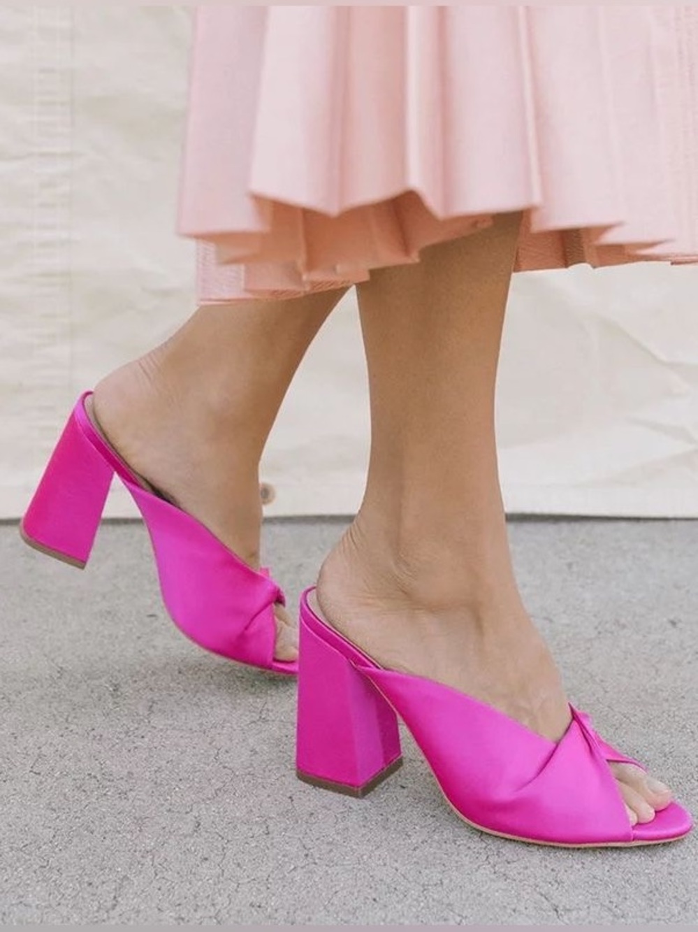 Loeffler Randall Satin Fuschia Mules size 7